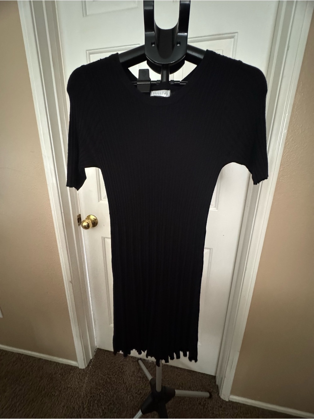 Cooperative Black Pleated Sweater Midi Dress